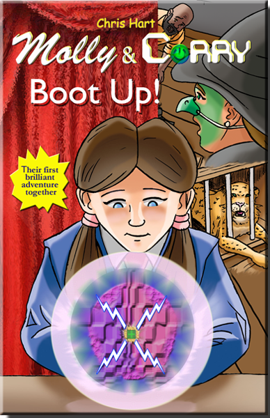 Image of the cover of Book 1 showing Molly staring at a glowing computer chip.